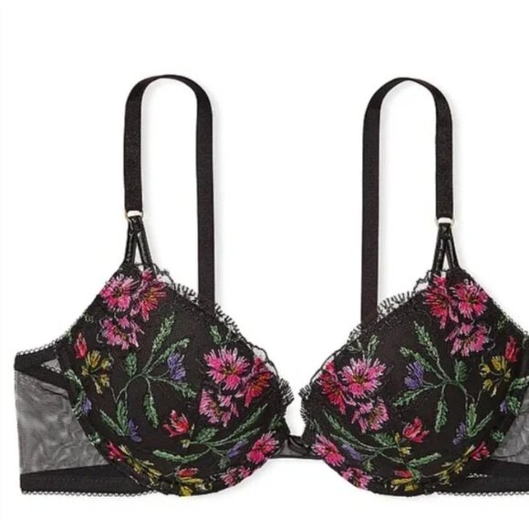 NWOT! 36D Victoria’s Secret "Very Sexy" Pushup Bra, floral lace, patent accents - Picture 4 of 4